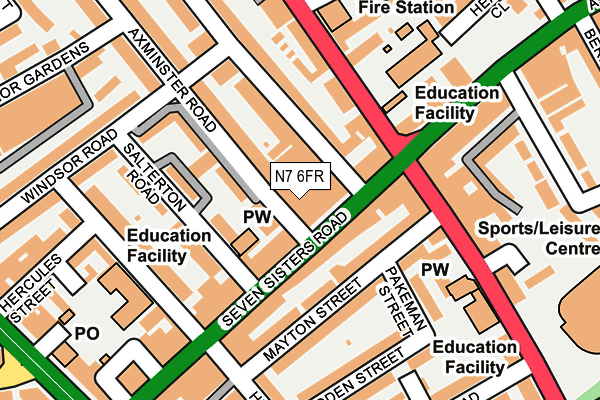 N7 6FR map - OS OpenMap – Local (Ordnance Survey)