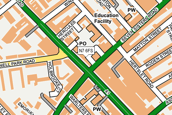 N7 6FS map - OS OpenMap – Local (Ordnance Survey)