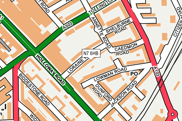 N7 6HB map - OS OpenMap – Local (Ordnance Survey)