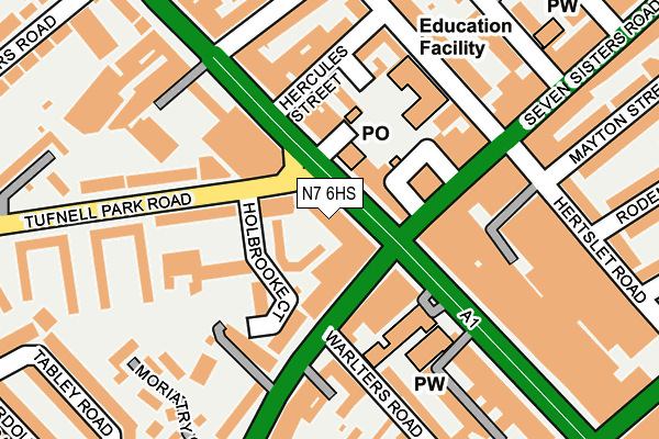 N7 6HS map - OS OpenMap – Local (Ordnance Survey)