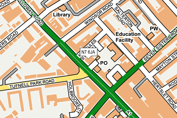 N7 6JA map - OS OpenMap – Local (Ordnance Survey)