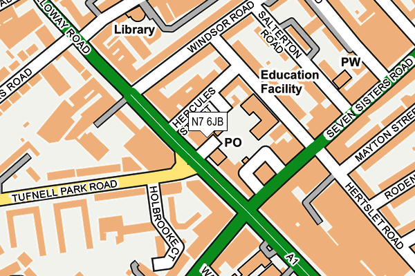 N7 6JB map - OS OpenMap – Local (Ordnance Survey)