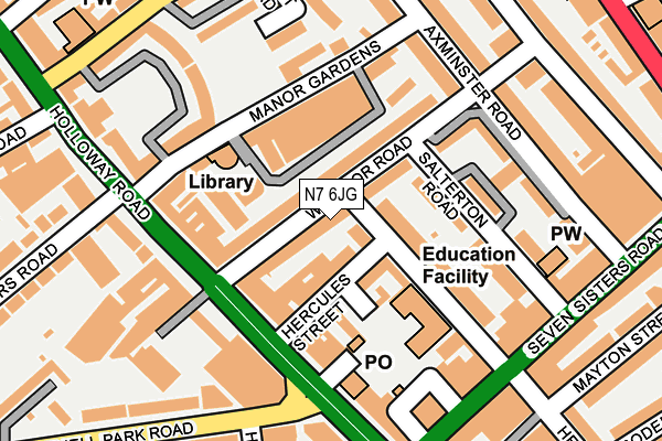 N7 6JG map - OS OpenMap – Local (Ordnance Survey)