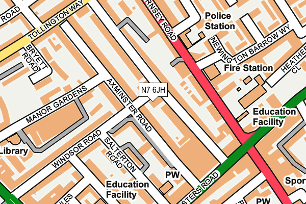 N7 6JH map - OS OpenMap – Local (Ordnance Survey)