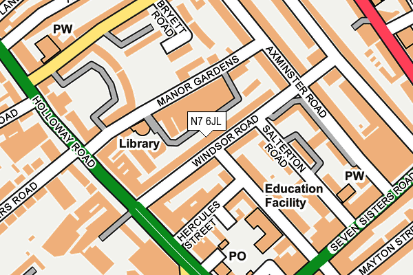 N7 6JL map - OS OpenMap – Local (Ordnance Survey)