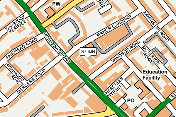 N7 6JN map - OS OpenMap – Local (Ordnance Survey)