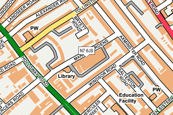 N7 6JS map - OS OpenMap – Local (Ordnance Survey)