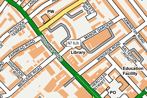 N7 6JX map - OS OpenMap – Local (Ordnance Survey)