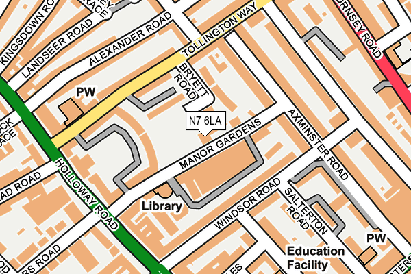 N7 6LA map - OS OpenMap – Local (Ordnance Survey)