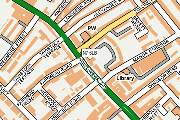 N7 6LB map - OS OpenMap – Local (Ordnance Survey)