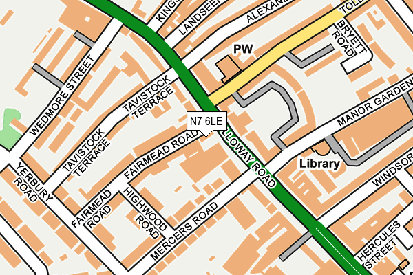N7 6LE map - OS OpenMap – Local (Ordnance Survey)