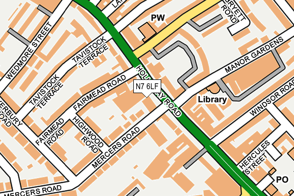 N7 6LF map - OS OpenMap – Local (Ordnance Survey)