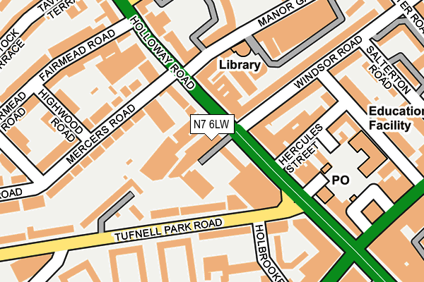 N7 6LW map - OS OpenMap – Local (Ordnance Survey)