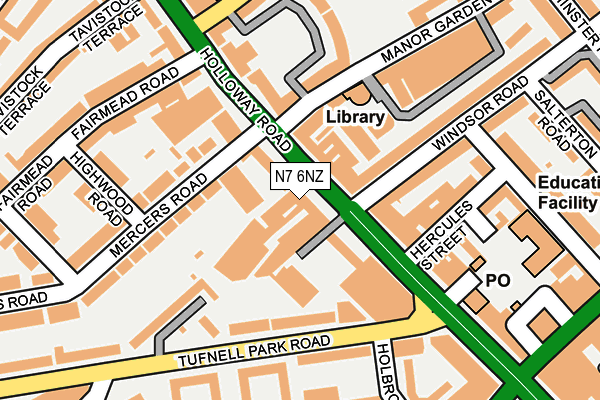 N7 6NZ map - OS OpenMap – Local (Ordnance Survey)