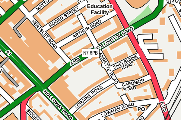 N7 6PB map - OS OpenMap – Local (Ordnance Survey)