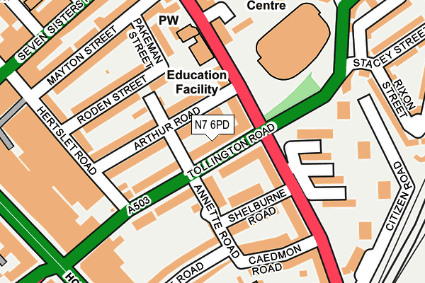 N7 6PD map - OS OpenMap – Local (Ordnance Survey)