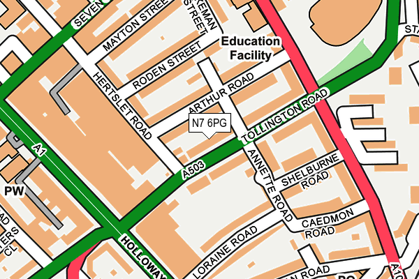 N7 6PG map - OS OpenMap – Local (Ordnance Survey)