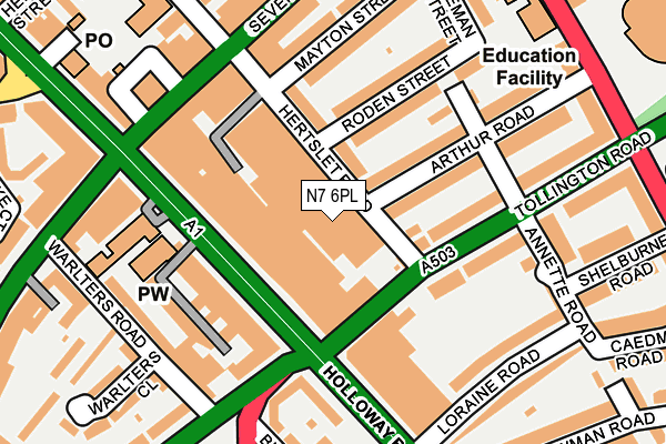 N7 6PL map - OS OpenMap – Local (Ordnance Survey)