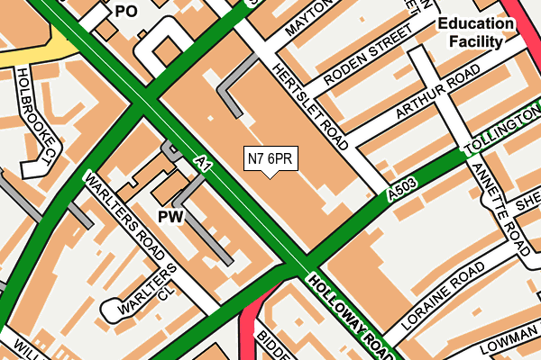 N7 6PR map - OS OpenMap – Local (Ordnance Survey)