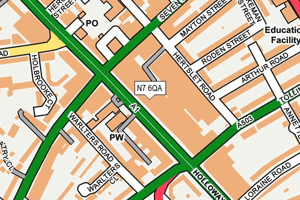 N7 6QA map - OS OpenMap – Local (Ordnance Survey)