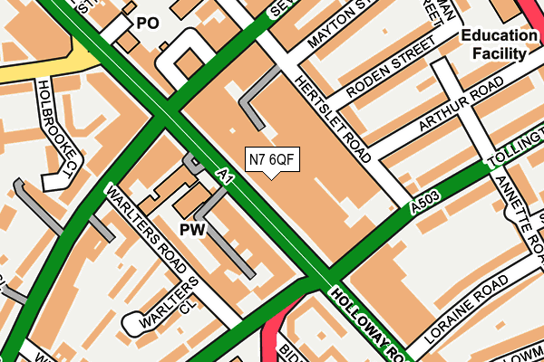 N7 6QF map - OS OpenMap – Local (Ordnance Survey)