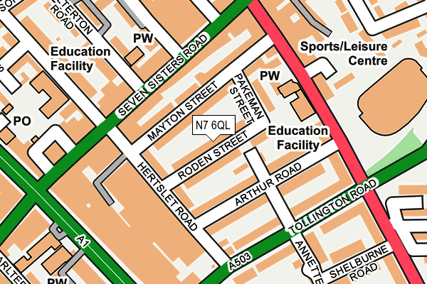 N7 6QL map - OS OpenMap – Local (Ordnance Survey)