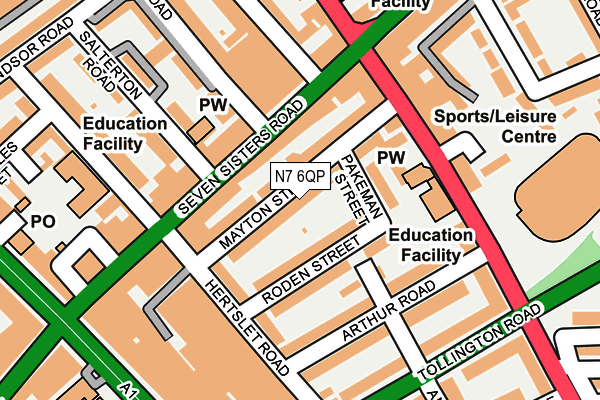 N7 6QP map - OS OpenMap – Local (Ordnance Survey)