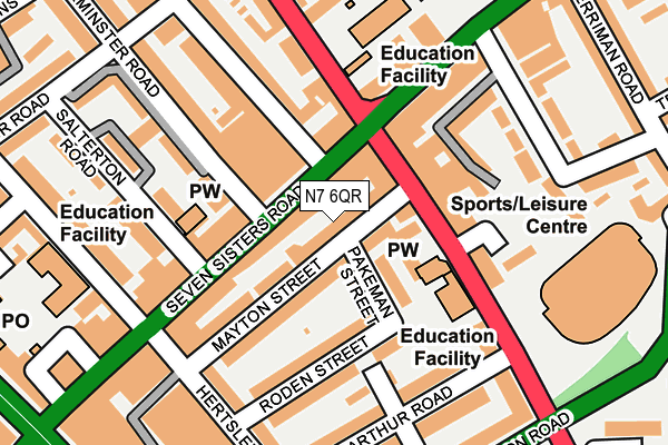 N7 6QR map - OS OpenMap – Local (Ordnance Survey)