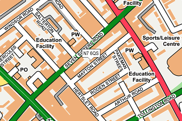 N7 6QS map - OS OpenMap – Local (Ordnance Survey)