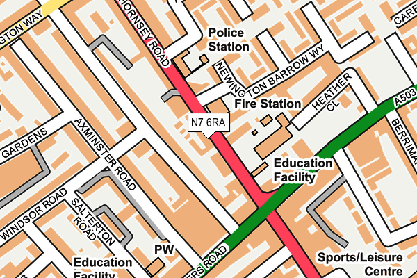 N7 6RA map - OS OpenMap – Local (Ordnance Survey)