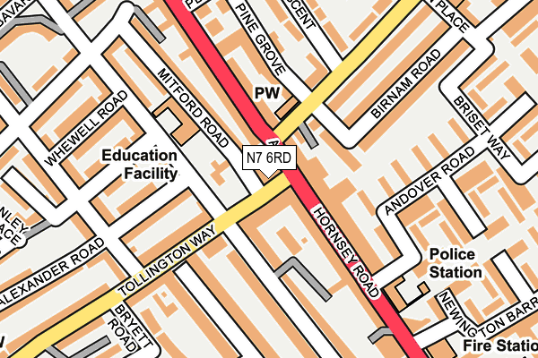 N7 6RD map - OS OpenMap – Local (Ordnance Survey)