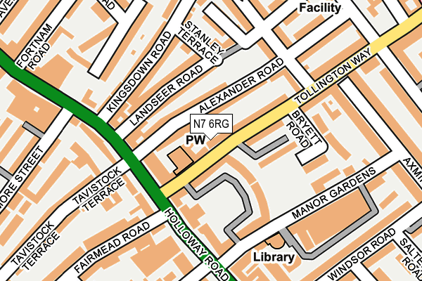 N7 6RG map - OS OpenMap – Local (Ordnance Survey)
