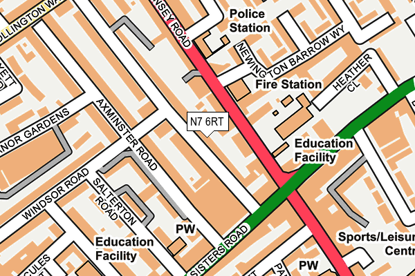 N7 6RT map - OS OpenMap – Local (Ordnance Survey)