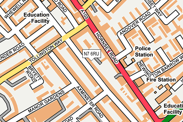 N7 6RU map - OS OpenMap – Local (Ordnance Survey)