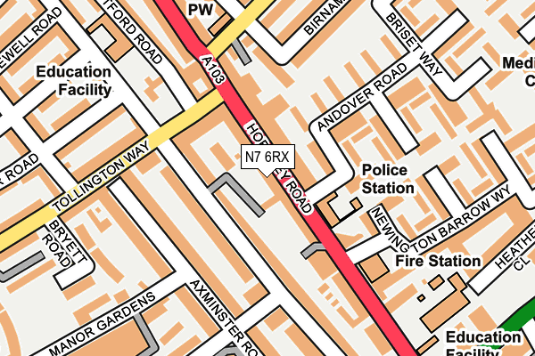 N7 6RX map - OS OpenMap – Local (Ordnance Survey)