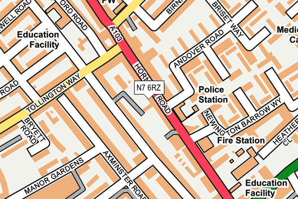 N7 6RZ map - OS OpenMap – Local (Ordnance Survey)