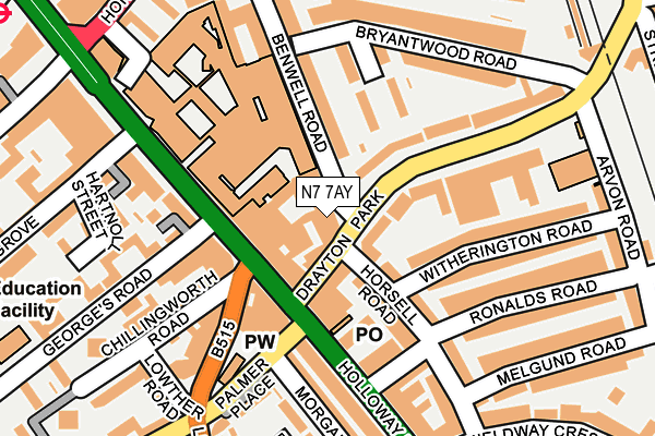 N7 7AY map - OS OpenMap – Local (Ordnance Survey)