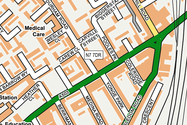 N7 7DR map - OS OpenMap – Local (Ordnance Survey)