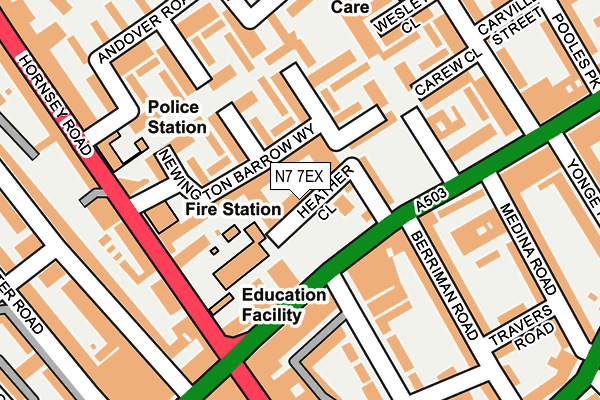 N7 7EX map - OS OpenMap – Local (Ordnance Survey)
