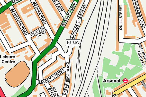 N7 7JG map - OS OpenMap – Local (Ordnance Survey)