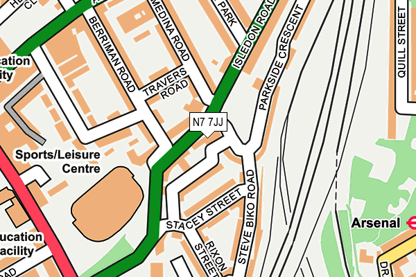 N7 7JJ map - OS OpenMap – Local (Ordnance Survey)