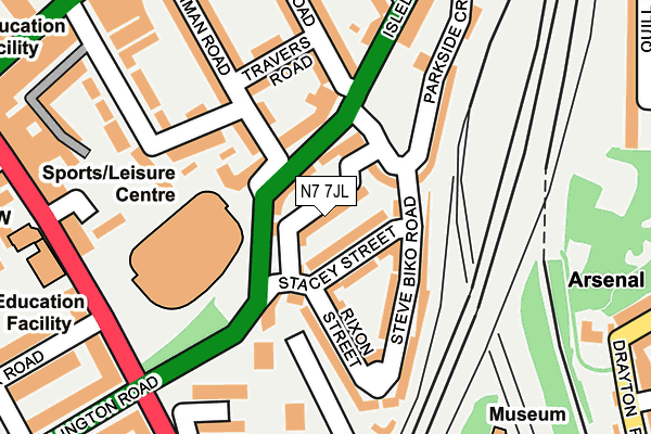 N7 7JL map - OS OpenMap – Local (Ordnance Survey)