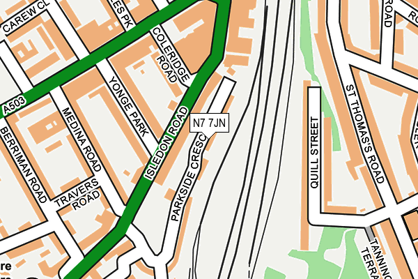 N7 7JN map - OS OpenMap – Local (Ordnance Survey)