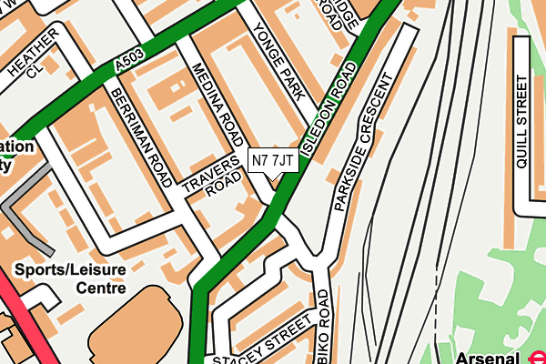 N7 7JT map - OS OpenMap – Local (Ordnance Survey)