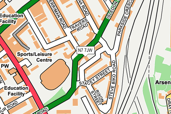 N7 7JW map - OS OpenMap – Local (Ordnance Survey)