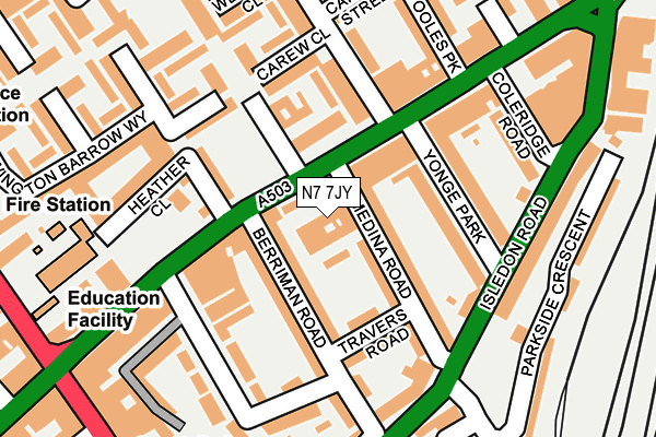 N7 7JY map - OS OpenMap – Local (Ordnance Survey)