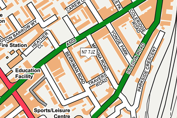 N7 7JZ map - OS OpenMap – Local (Ordnance Survey)