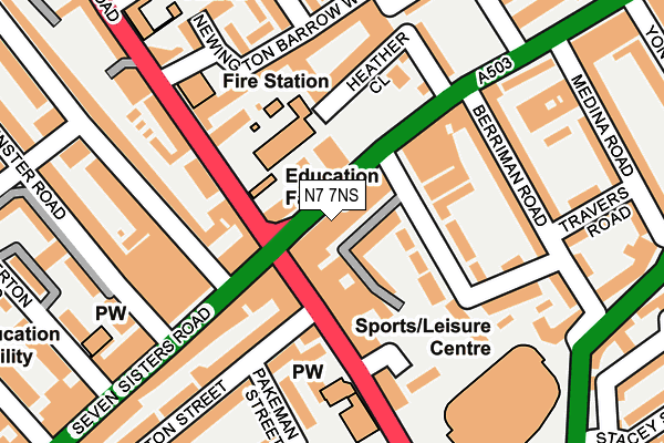 N7 7NS map - OS OpenMap – Local (Ordnance Survey)