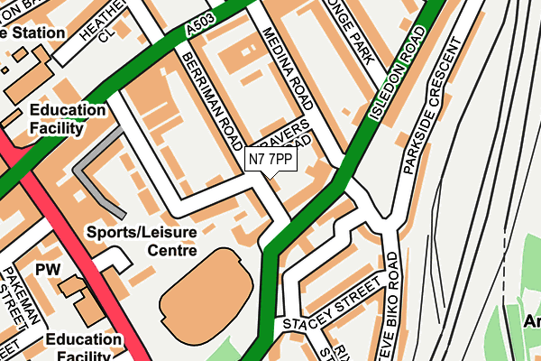 N7 7PP map - OS OpenMap – Local (Ordnance Survey)