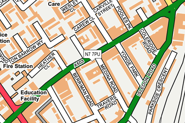 N7 7PU map - OS OpenMap – Local (Ordnance Survey)